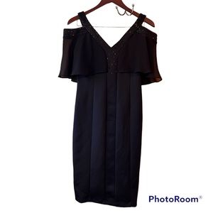 New with Tags Ignite Evenings Little Black Cold Shoulder Dress Size 6